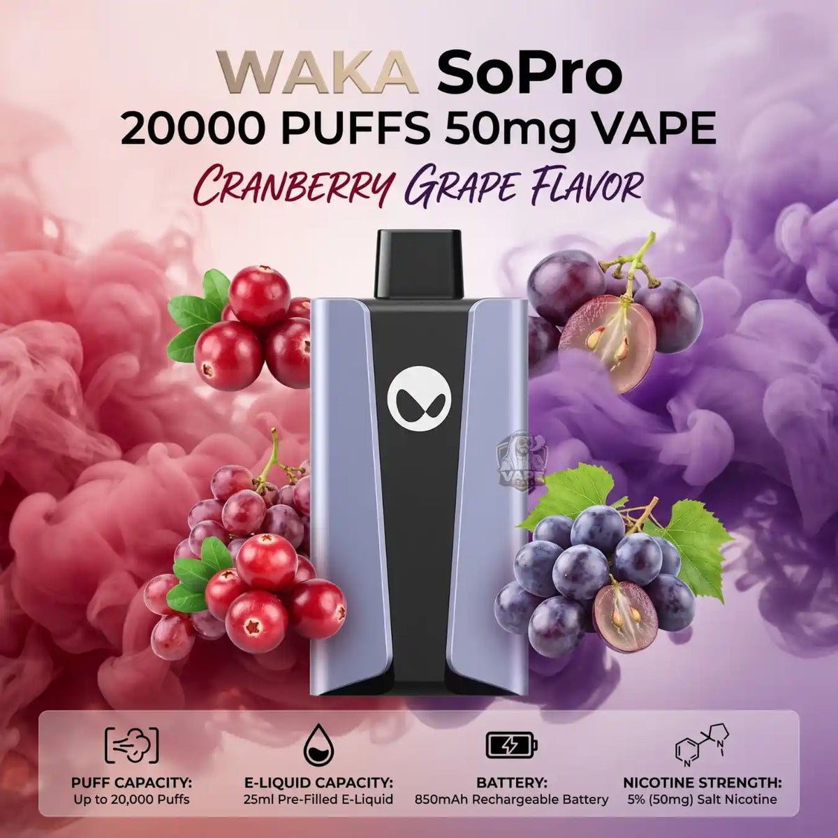 WakaSoPro20000Puffs50mginDubaiCranberryGrape