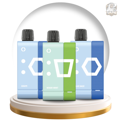 Buy Elf bar EW9000 Prefilled Pod Kit 50mg in UAE, Three vape devices with different colored bands on a white background