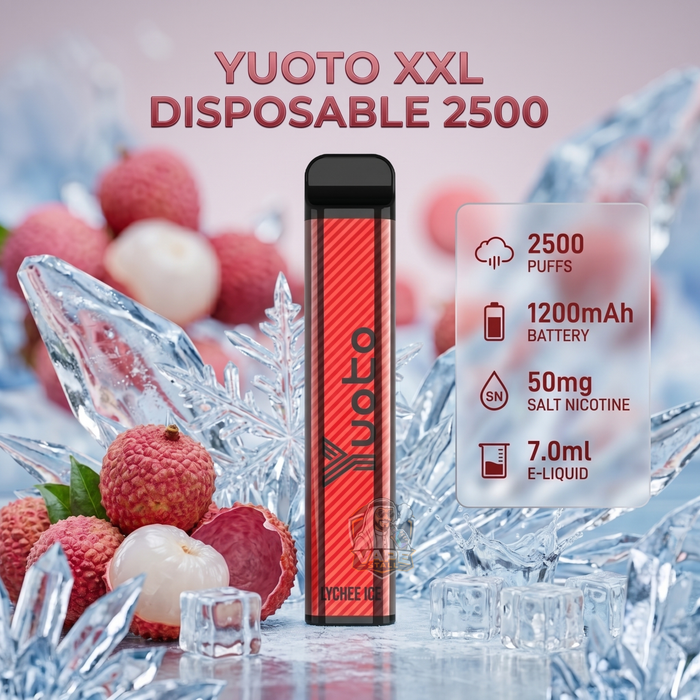 yuotoxxldisposable2500puffs50mgLycheeIce